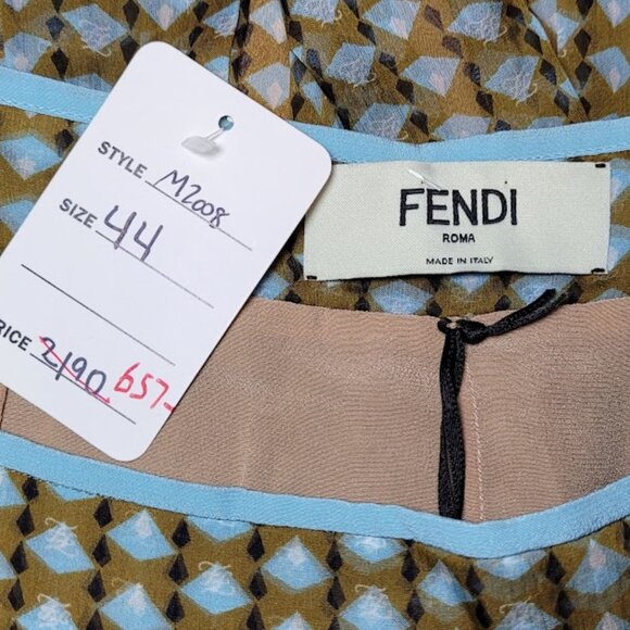 NWT FENDI Gonna Fan Karligraphy Pleated Skirt Sz 44 US 8 100% Silk - Picture 7 of 14